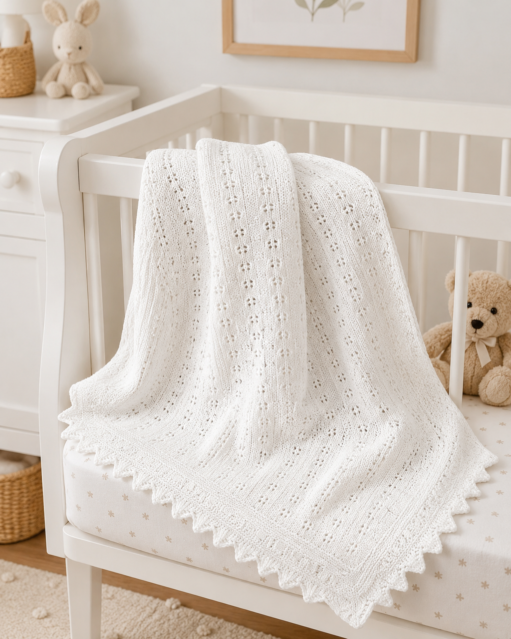 Cozy Baby Blanket Knitting Pattern PDF | Eyelet Baby Blanket