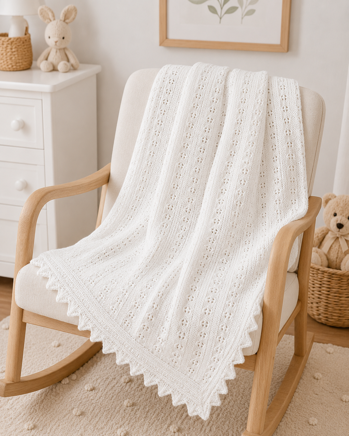 Cozy Baby Blanket Knitting Pattern PDF | Eyelet Baby Blanket