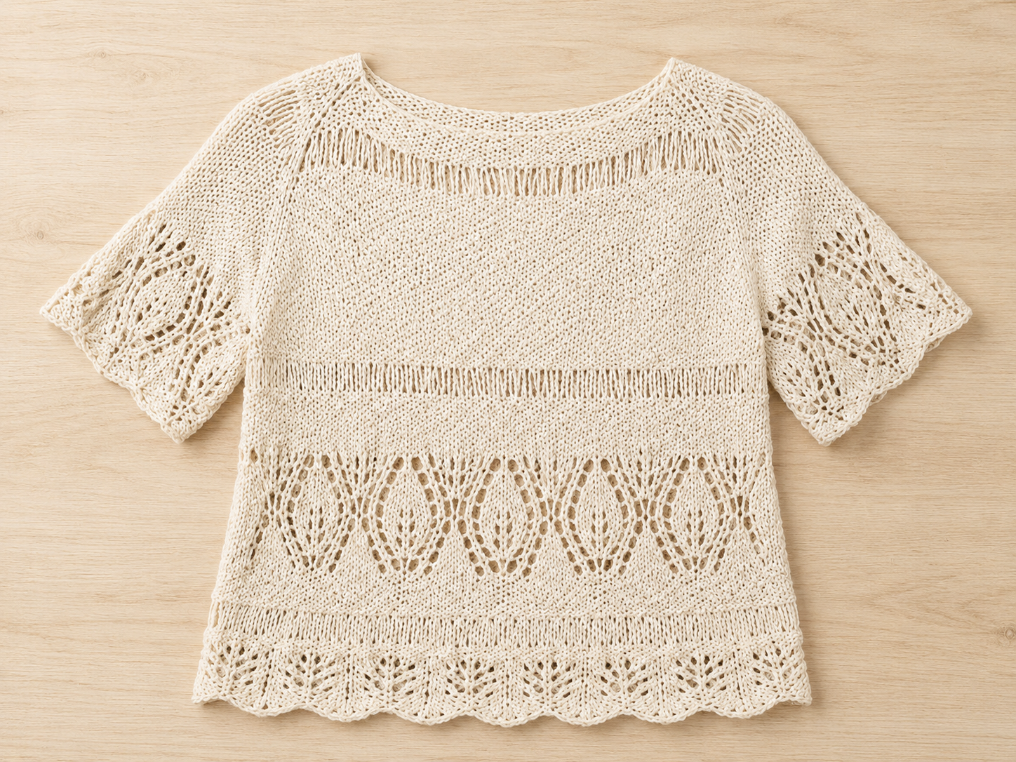 Lace Summer Sweater Knitting Pattern PDF | Boho Cotton Pullover S–XL