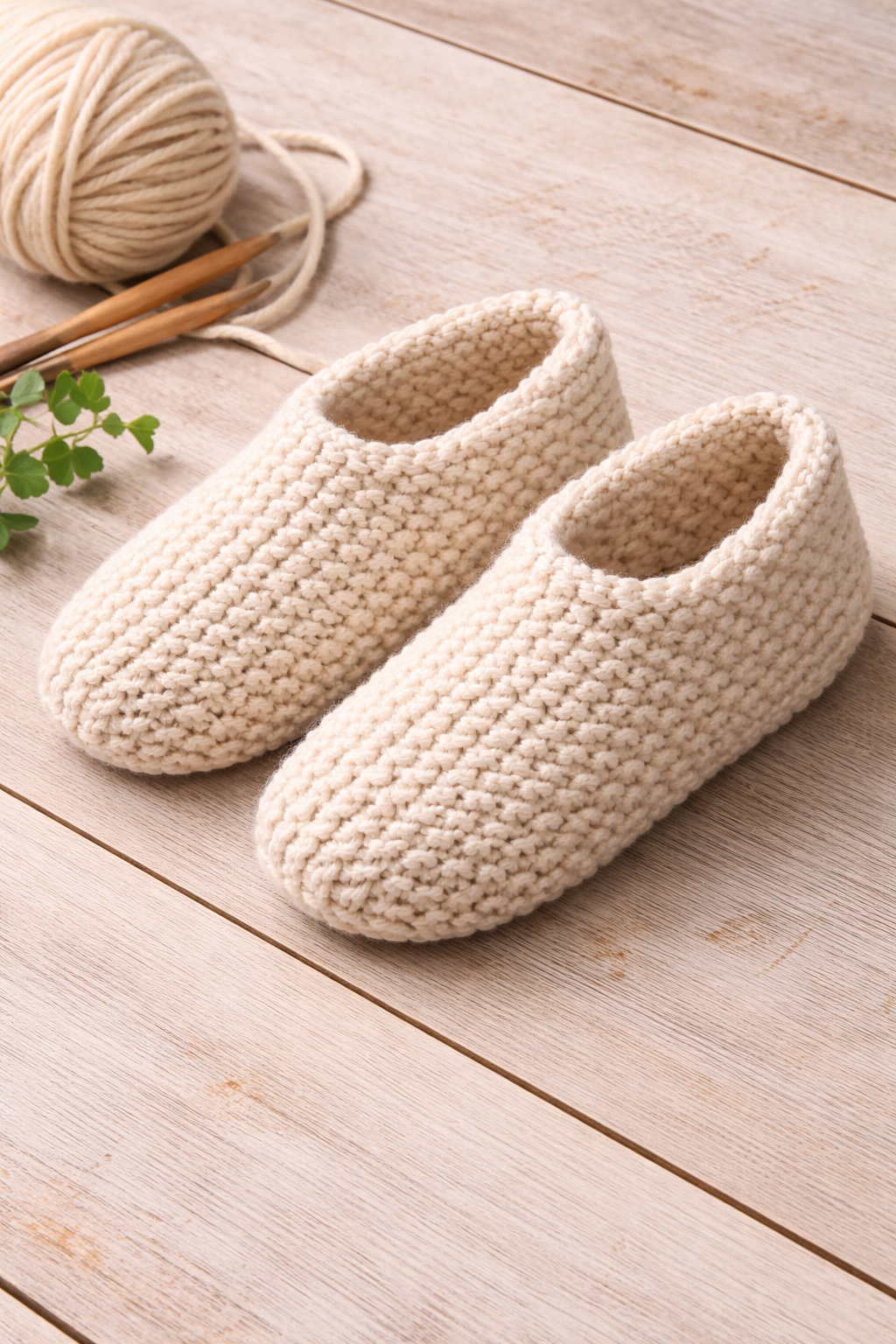 Slipper Knitting Pattern PDF | Easy Flat Knit House Slippers S–XL