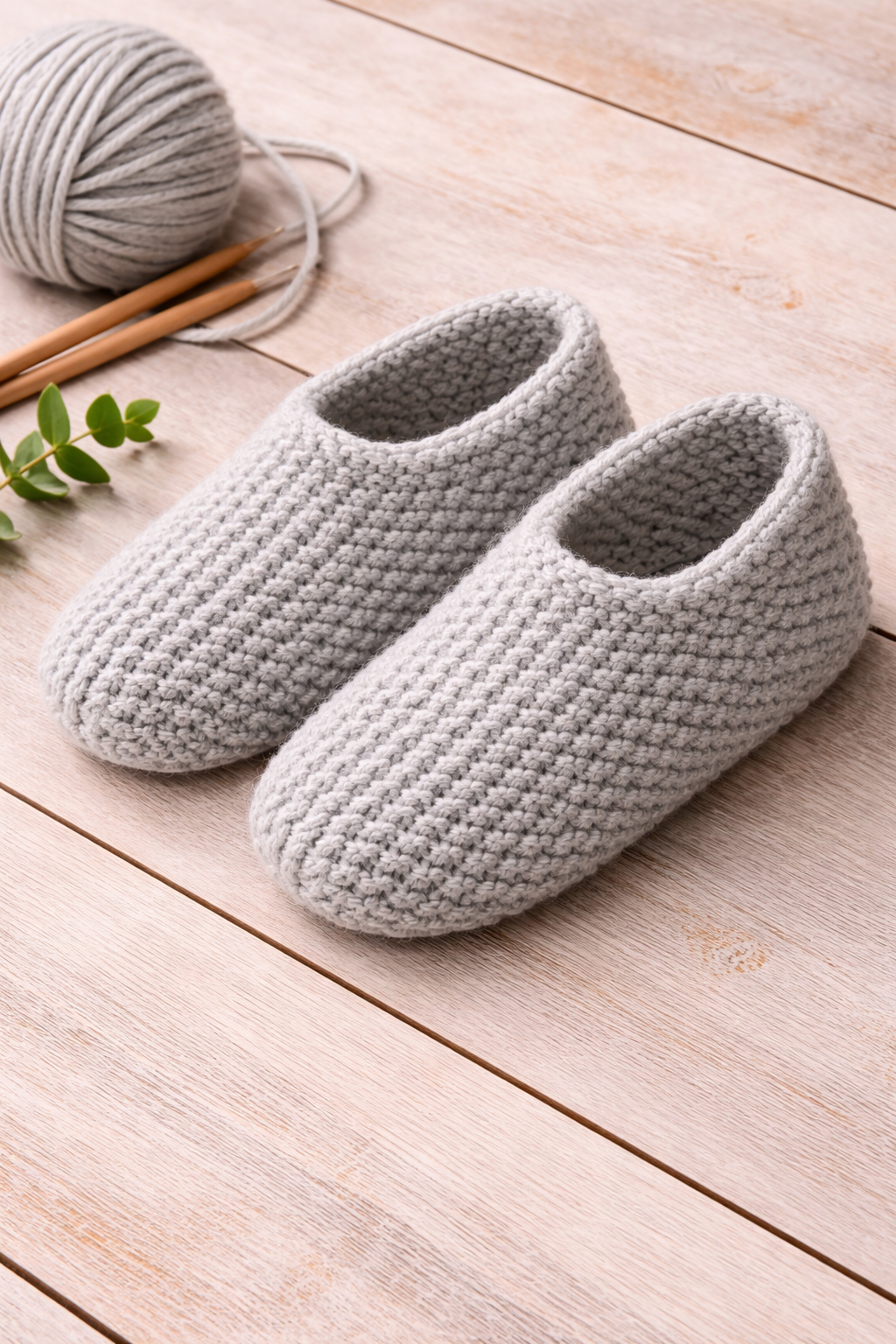 Slipper Knitting Pattern PDF | Easy Flat Knit House Slippers S–XL