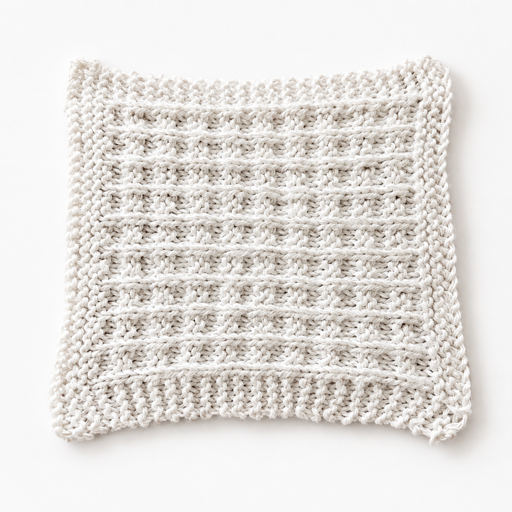 Waffle Dishcloth Knitting Pattern PDF | Easy One-Skein Cotton Dishcloth – 3 Sizes