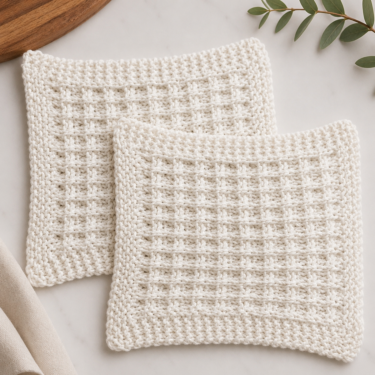 Waffle Dishcloth Knitting Pattern PDF | Easy One-Skein Cotton Dishcloth – 3 Sizes