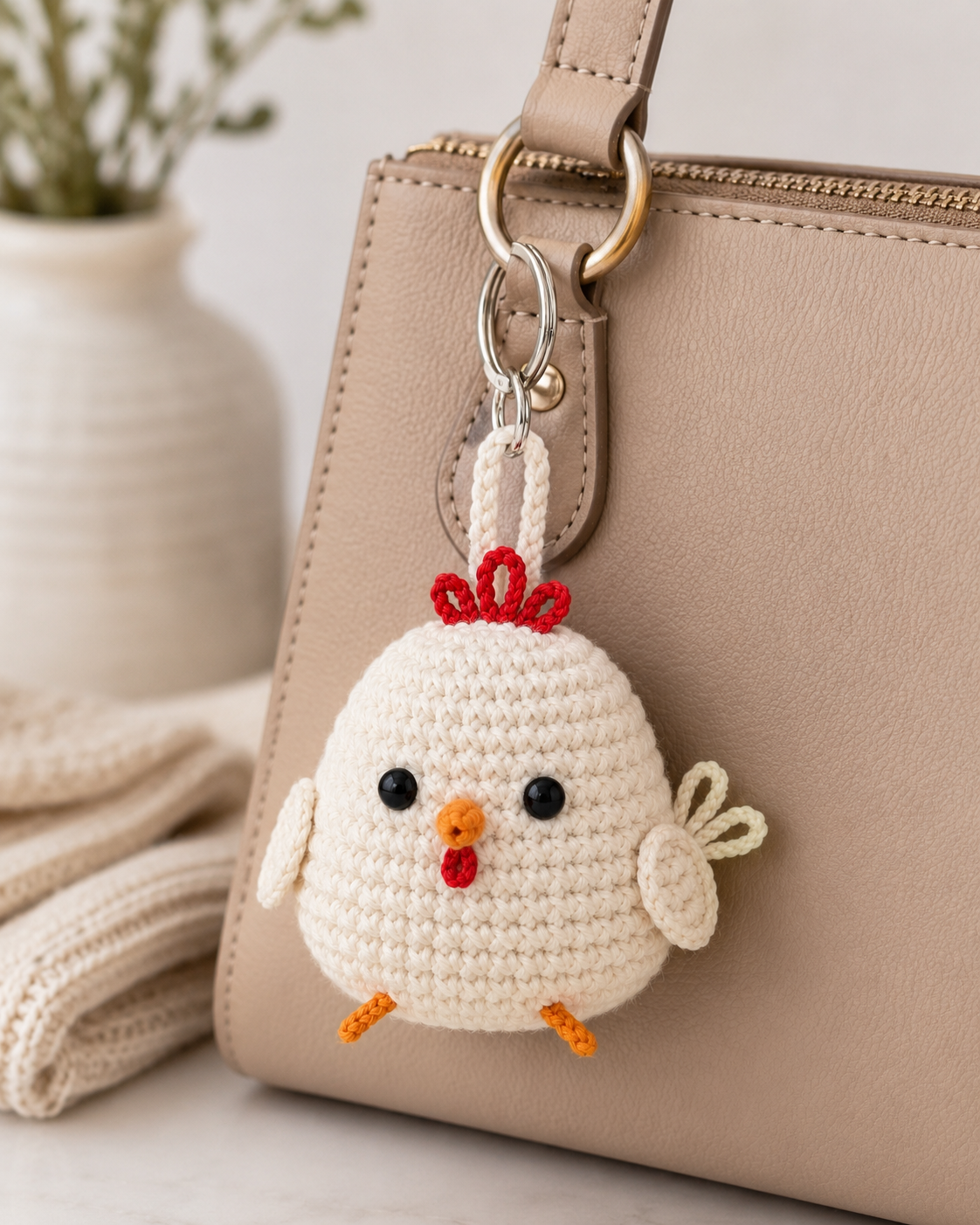 Chicken Crochet Pattern PDF | Mini Amigurumi Keychain Beginner Pattern