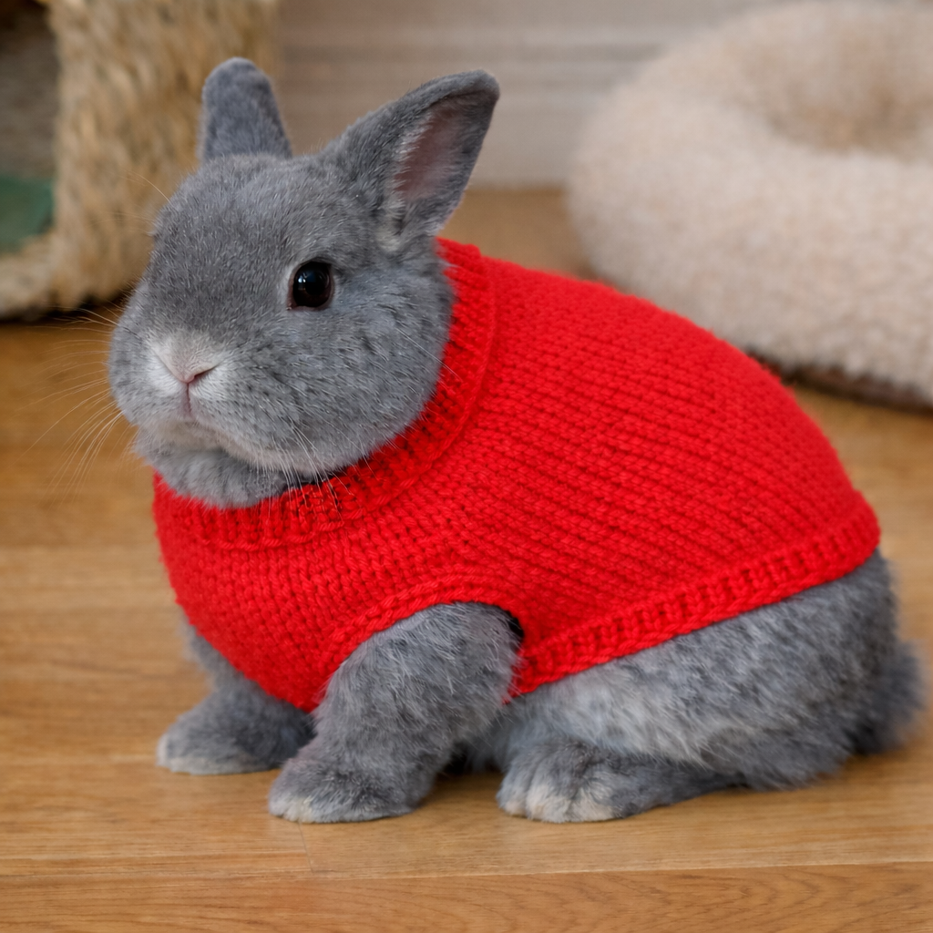 Bunny Sweater Knitting Pattern PDF | Easy Rabbit Pet Sweater Pattern