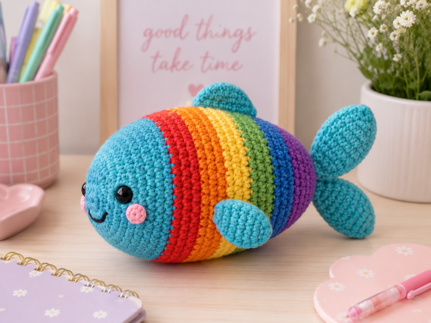 Rainbow Fish Crochet Pattern PDF | Amigurumi Fish Plush Pattern – 2 Sizes