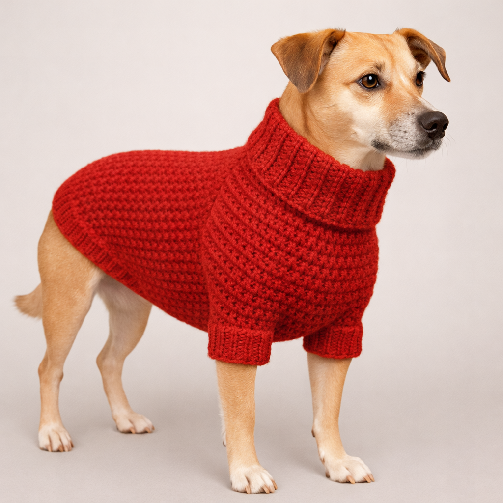 Dog Sweater Crochet Pattern PDF | Raglan Pet Sweater XS–XL