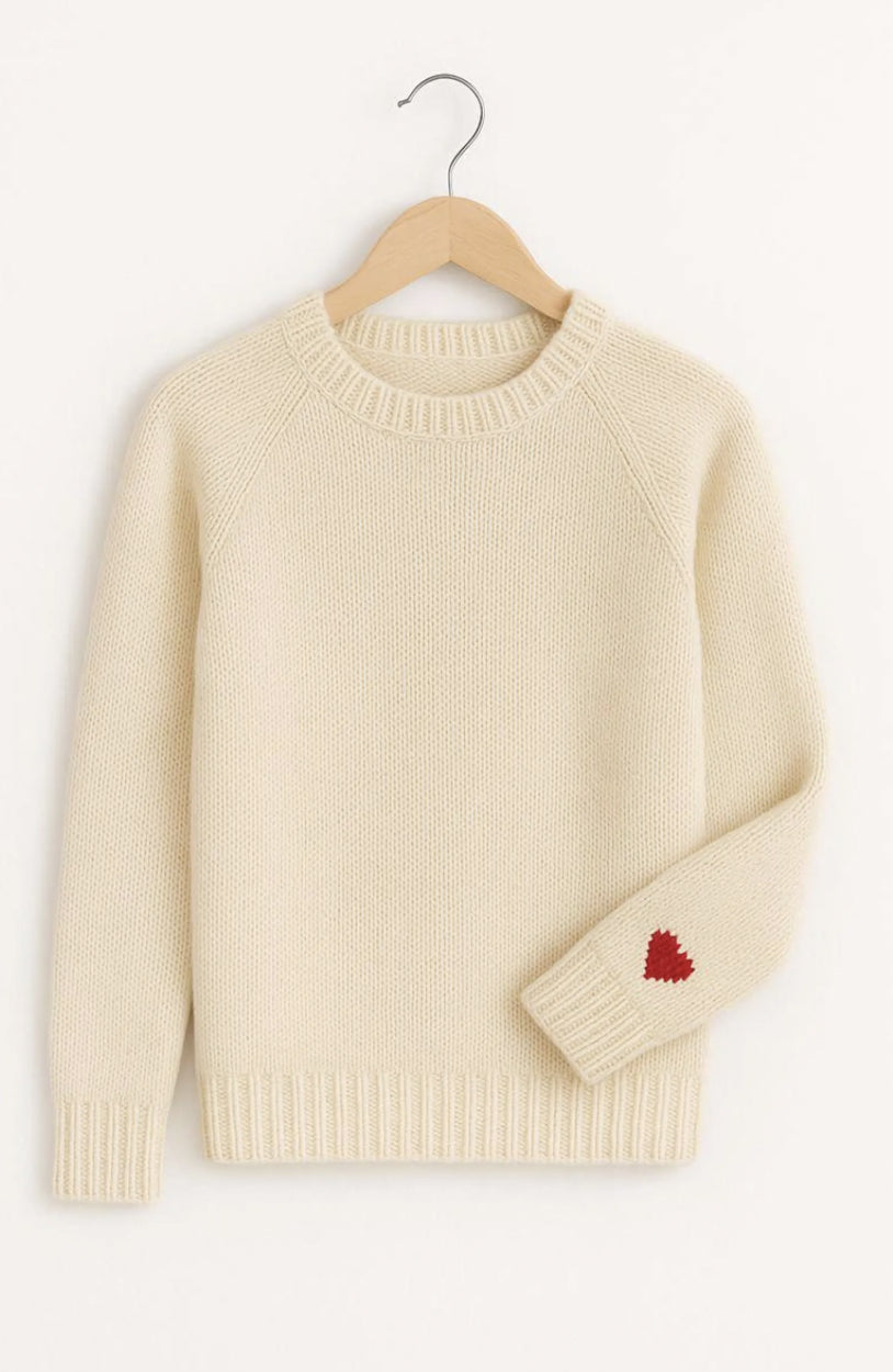 Women’s Raglan Sweater Knitting Pattern PDF | Heart Sleeve Pullover XS–2XL