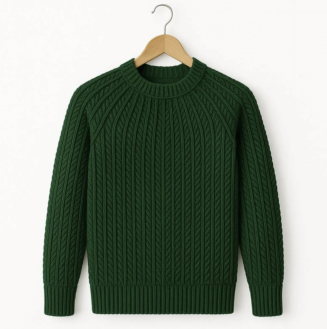 Men’s Cable Sweater Knitting Pattern PDF | Crew Neck Pullover S–XXL