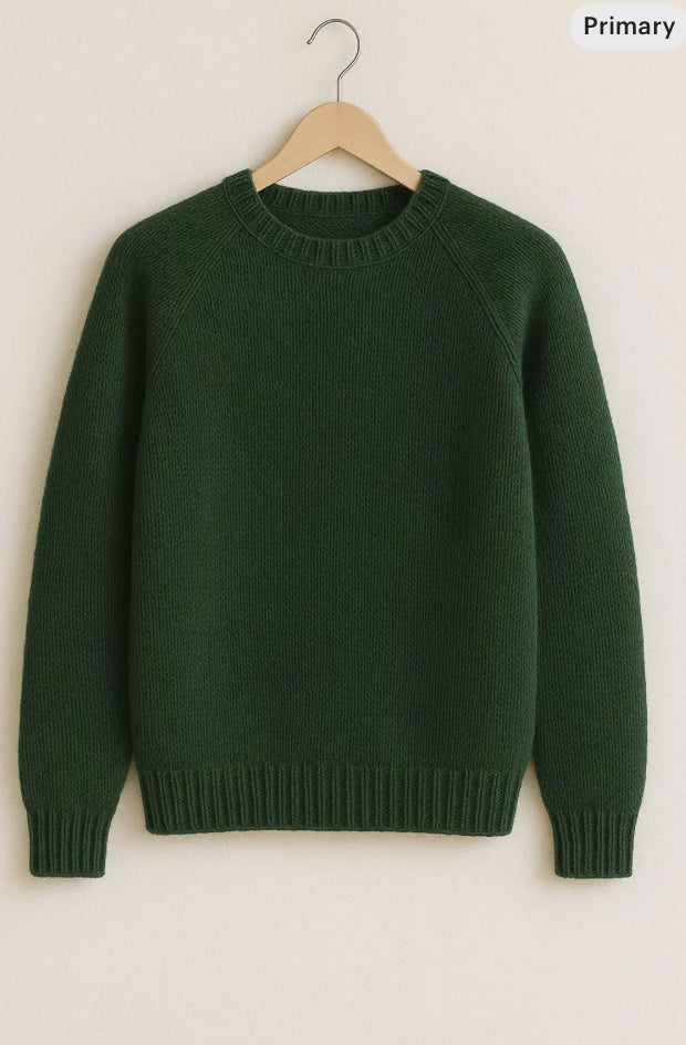 Men’s Sweater Knitting Pattern PDF | Classic Crew Neck Raglan Pullover