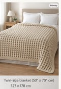 Chunky Blanket Knitting Pattern PDF | Waffle Stitch Throw – 3 Sizes
