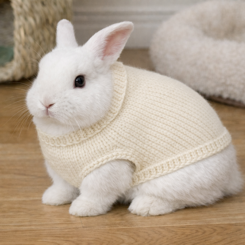 Bunny Sweater Knitting Pattern PDF | Easy Rabbit Pet Sweater Pattern