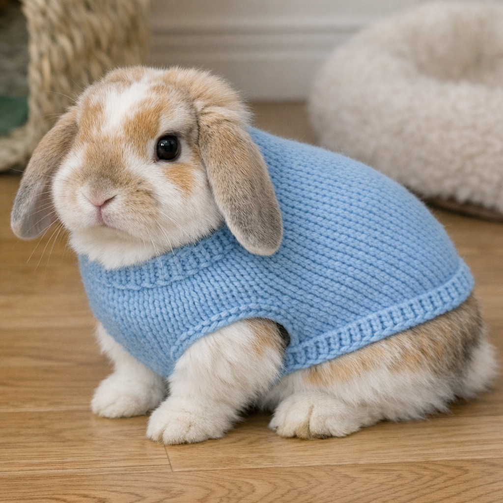 Bunny Sweater Knitting Pattern PDF | Easy Rabbit Pet Sweater Pattern